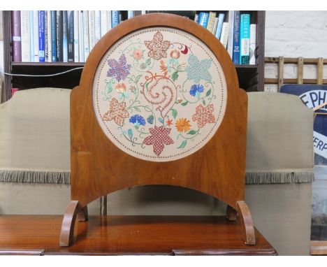 ART DECO EMBROIDERED FIRE SCREEN