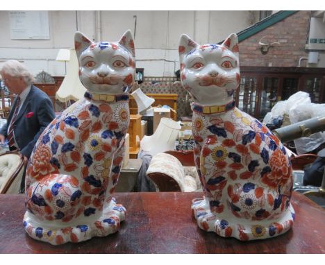 PAIR OF ORIENTAL CERAMIC CATS 