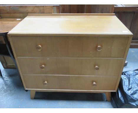 LIGHT OAK THREE DRAWER BEDROOM CHEST 