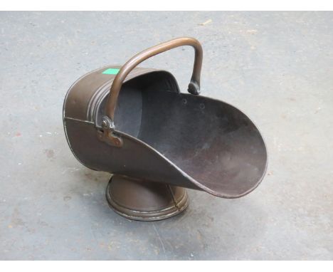 ANTIQUE COPPER HELMET COAL SCUTTLE 