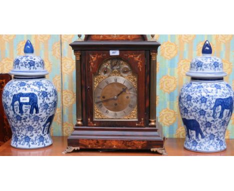 PAIR OF BLUE AND WHITE CERAMIC GINGER JARS WITH COVERS, APPROXIMATELY 49cm HIGH 