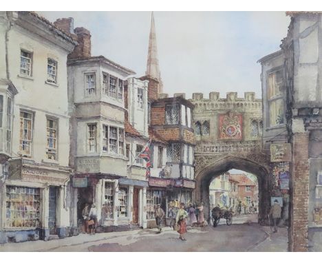 ERIC RICHARD STURGEON, FRAMED LIMITED EDITION ARTIST'S PROOF PENCIL SIGNED POLYCHROME PRINT- HIGH STREET GATE, SALISBURY, APP