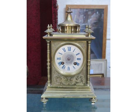 BRASS FRENCH STYLE CASED BRACKET CLOCK 