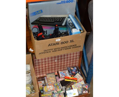 ATARI 800XL CONSOLE WITH ORIGINAL BOX, VARIOUS ACCESSORIES &amp; ASSORTED GAMES    