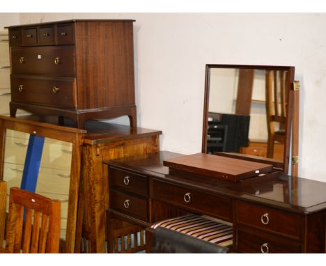 STAG MAHOGANY 4 OVER 2 CHEST OF DRAWERS WITH MATCHING DRESSING TABLE &amp; STOOL    