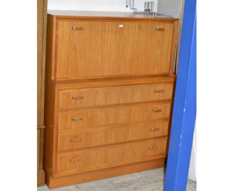 TEAK BUREAU OVER 4 DRAWERS    
