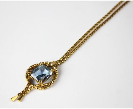 A blue stone set rope twist necklace, mid 20th century, the mixed cut blue stone within rope twist surround, tassel drop and 