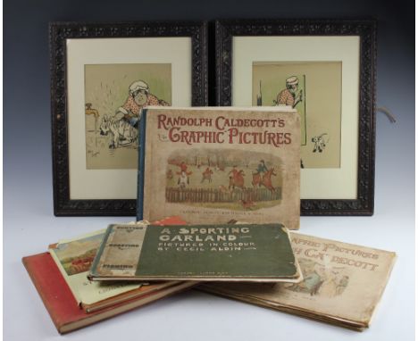 After Cecil Aldin, Three colour prints, Comical scenes with dogs, 26.5cm x 21cm, Framed and glazed, with, ALDIN (C), A SPORTI