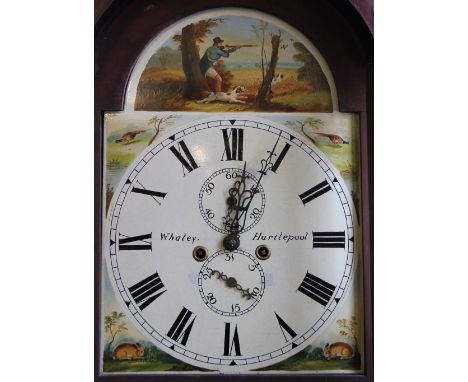 An early 19th century mahogany eight day longcase clock, the painted Roman numeral dial with date dial and subsidiary seconds