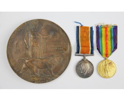A World War I pair and death plaque to B-23373 Pte A. Draycott R. Fus, comprising BWM, VM and death penny named for Arthur Dr