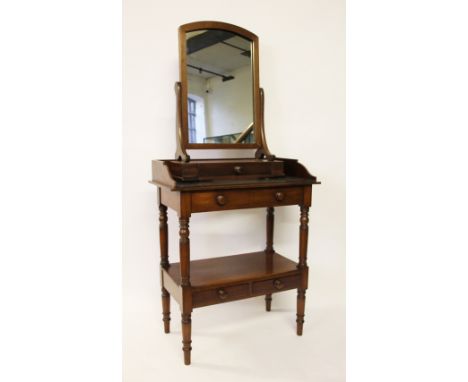 An Edwardian stained beech wash stand, with drawer and under tier, on tapered legs, 83cm H x 91cm W x 44cm D, with a walnut d