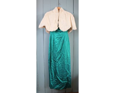 A selection of vintage textiles to include a three quarter length brown mink coat, a further three quarter length fur coat, e