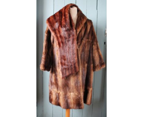 A ladies three quarter length fur coat, with other fur stoles and textiles (Qty)