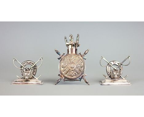 A pair of Victorian silver novelty hunting menu holders, Mappin & Webb Ltd, London 1899, Reg No.308733, each modelled as a fo