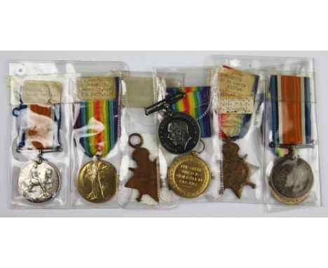 A World War I trio to 8329 Pte C. Burgess, Sco Rif; with a World War I pair to 21381 Pte J. Marron R. Ir Fus, comprising BWM 