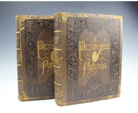 BRYANT (A), edit, PICTURESQUE AMERICA, OR THE LAND WE LIVE IN, two vols, with steel engraved plates, tan leather with gilt de