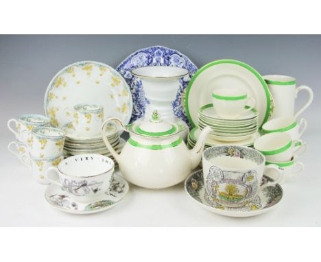 A selection of collectable ceramics to include; a Coalport green banded part tea service, a Royal Worcester fishing cup and s