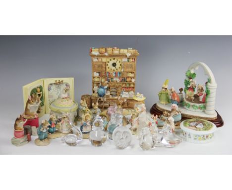 A selection of Brambley Hedge collectable's, including Store Stump clock, 21cm high, a Millennium Tableau model and Royal Alb