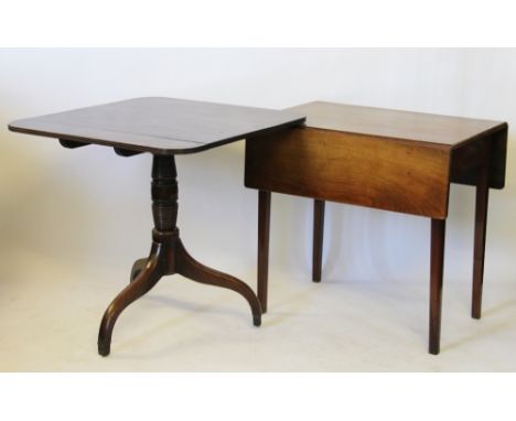 A Regency mahogany tilt top occasional table, the square top on a turned column and tripod base, 73cm H x 75cm W, with a Geor