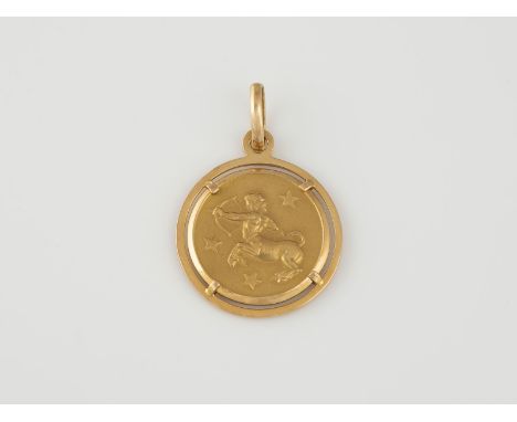 ANHÄNGER Italien, Arezzo, Patrassi &amp; Domini, 20. Jh. Gelbgold. Ges.-L- 3,0 cm, Ges.-Gew. ca. 3,5 g. Medaille gest. 750, i