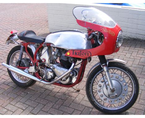 FROM A DECEASED ESTATE - A red classic 1960's Triton 'Bonneville' T120 motorcycle, 650cc? (requires light commissioning)CONDI
