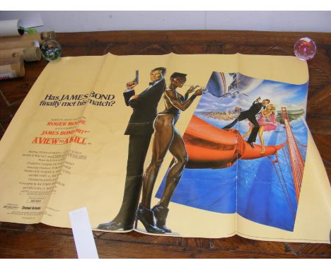 A vintage James Bond 'A View to a Kill' quad film poster, starring Roger Moore
