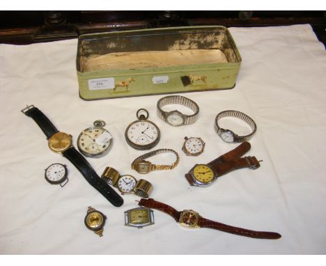 A selection of vintage wristwatches, pocket watches 