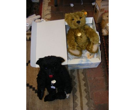 A Steiff Classic black teddy bear with growler, together with a brown teddy bear