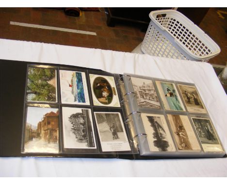 An album containing collectable vintage postcards