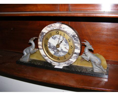An antique French mantel clock  CONDITION REPORT Back screwed in so can not say either way if pendulum is present.