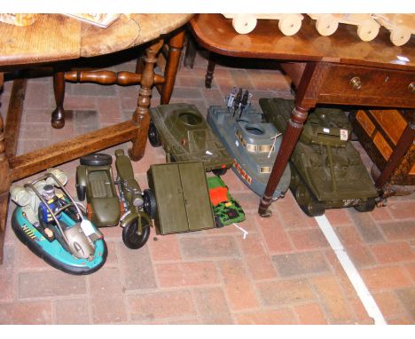 A quantity of vintage Action Man vehicles and figure 