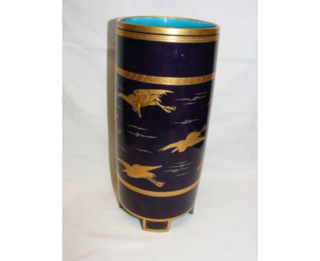 A Minton ceramic vase with gilt decoration designed by Christopher Dresser - shape number 1376 - height 25cm, together with t