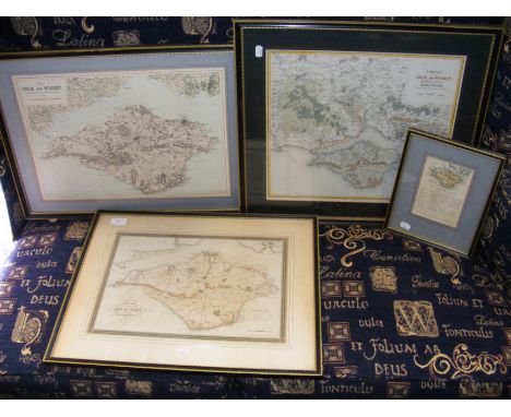 Four vintage Isle of Wight maps - framed and glazed