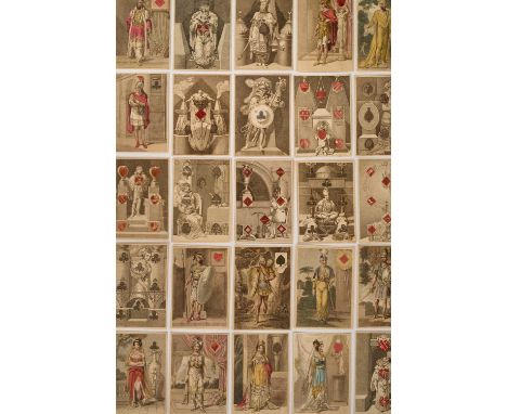 Rare complete set of 52 Rudolph Ackermann transformation Beatrice playing cards, circa 1819, each card 9.5 x 6.5cm. Provenanc