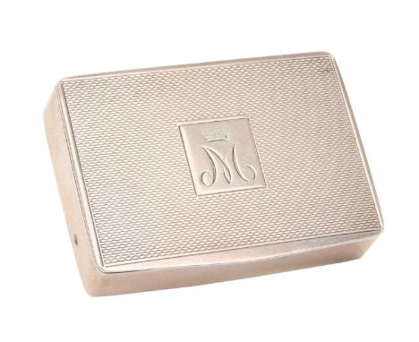 H.R.H. The Princess Margaret, silver presentation snuff box with engraved crowned M cypher and engine turned decoration, (Hen