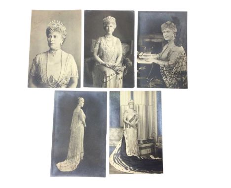 H.M. Queen Mary, five signed and inscribed portrait photographs 1919-1936, each signed in ink 'Mary R' and dated 14 x 9cm