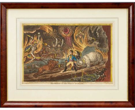 James Gillray (1756-1815) hand coloured etching - The Valley of the Shadow of Death, published Sept. 24th, 1808, by H. Humphr