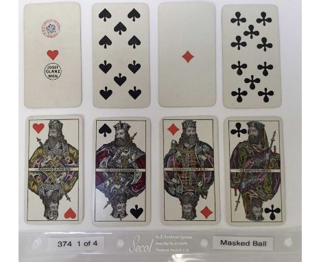 Rare Masked Ball tarot set of 54 Viennese cards by Joseph Glanz, approximately 10 x 6cm, with original box. Reference: Cartor