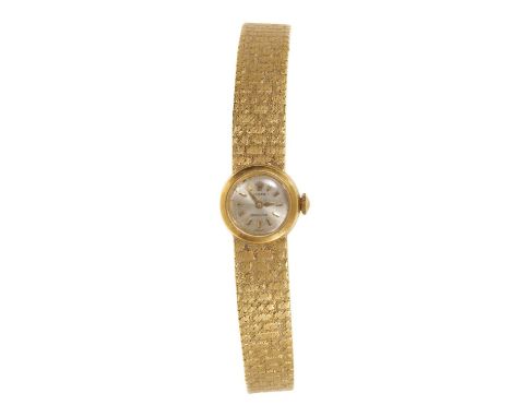 1960s ladies' Rolex Precision 18ct gold wristwatch with Rolex 17 jewel manual wind movement, on integral 18ct gold textured b