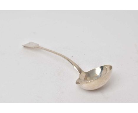 George IV silver Fiddle pattern soup ladle, with engraved initial (London 1833) William Eaton. All at approximately 7ozs. 34.