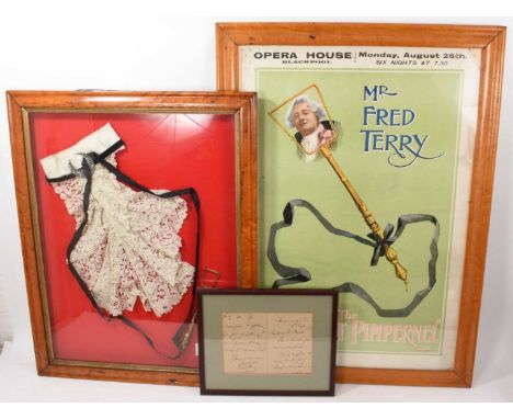 Of Theatre interest: items relating to the actor Fred Terry, including a framed autograph letter, dated Haymarket T. 13th Sep