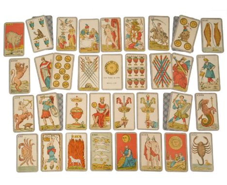 Complete deck of 97 Italian Minchiate cards, circa 1930, each approximately 10 x 6cm. Mr Rayner notes: 'This is almost certai