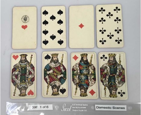 Full 54 card deck of 'Domestic scenes' taroc cards, circa 1890, each approximately 11 x 6cm. Mr Rayner notes: 'A 54 card vers