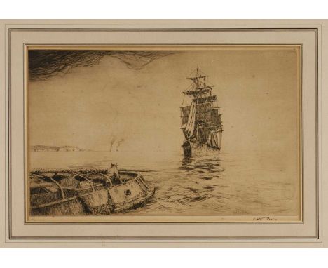 Arthur Briscoe (1873-1943) signed limited edition etching - Outward Bound, 1927, inscribed in pencil, 26cm x 41cm, in glazed 