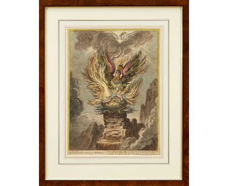 James Gillray (1756-1815) hand coloured etching - The Apotheosis of the Corsican Phoenix, published August 2nd, 1808, by H. H
