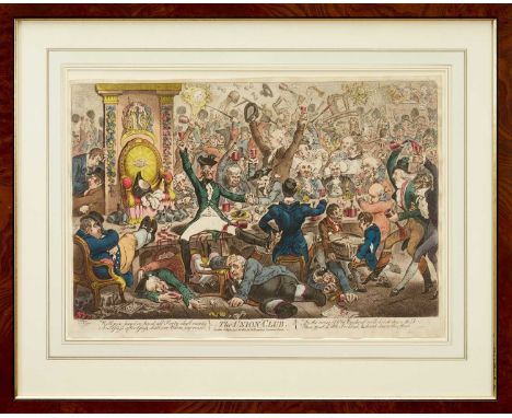 James Gillray (1756-1815) hand coloured etching - The Union Club, published Jan 21st, 1801, by H. Humphrey, BM 9699, 31cm x 4