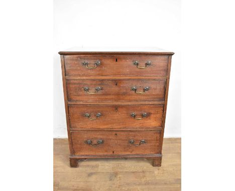 George III mahogany chest, with four graduated drawers on bracket feet, 73cm wide x 43cm x 91cm high