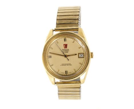 1970s gentlemen's Omega Electronic f300 chronometer wristwatch with date aperture at the 3 o'clock position, centre seconds a