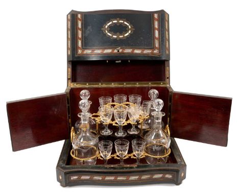 Mid 19th century French ebonised and thuyawood decanter box by Charles-Guillaume Diehl (German / French, 1811-1885) the lock 