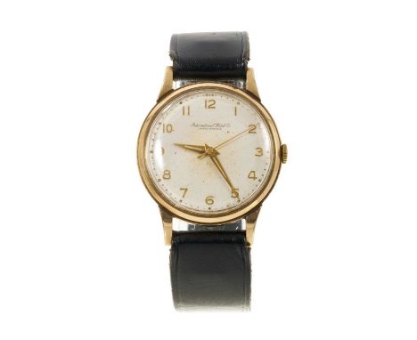 1950s IWC 9ct gold wristwatch, the circular dial with applied gold Arabic numerals and gold hands with manual wind movement i